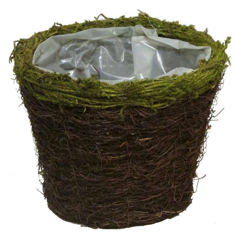 Natural Grapevine Moss Rim Pot w/ soft liner - 7 x 7 x 6