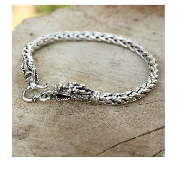 Handmade Sterling Silver Loyal Dragon Braided Style Bracelet (Thailand ...