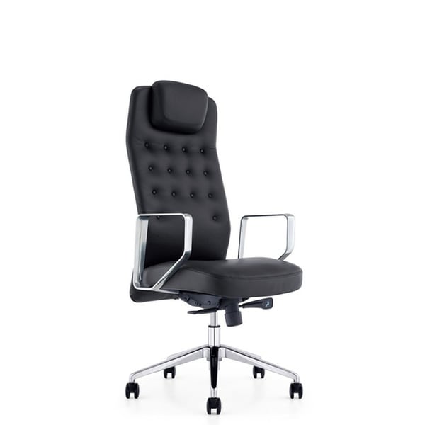 HomeRoots Furniture Modern High Back Ergonomic Upholstered Leatherette Office Chair - Black
