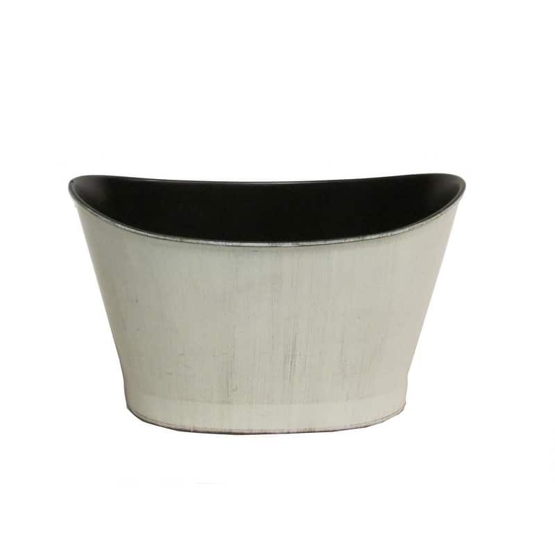 Hand Painted Boat Shape Plastic Pot Planter - Black