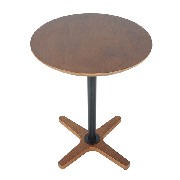 HomeRoots Furniture Round Floor Table in Chestnut Wood Finish