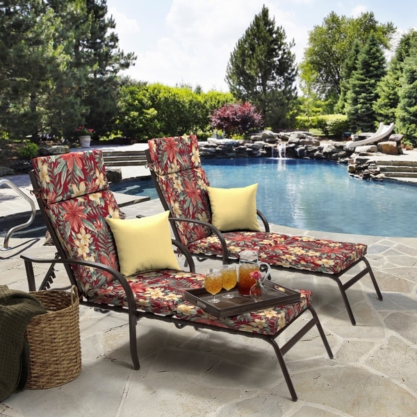 Arden Selections Ruby Clarissa Tropical Chaise Cushion Red