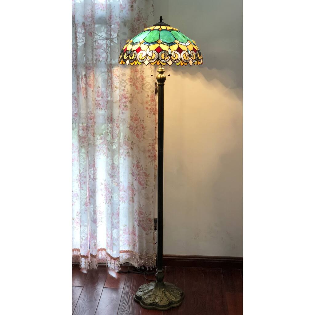Tiffany Style 2-light Antique Bronze Floor Lamp