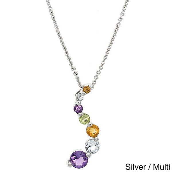 Glitzy Rocks 3/4ct TGW Gemstone Journey Necklace Glitzy Rocks Gemstone Necklaces