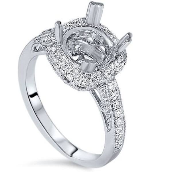 Shop Pompeii3 18k White Gold 56 Ct Tdw Diamond Vintage Cushion Halo Engagement Ring Setting Semi Mount Fits 8mm 2ct Stone F Vs On Sale Overstock 25416431