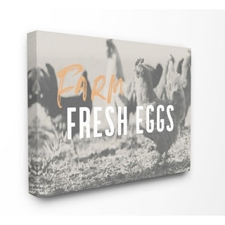 Stupell Farm Fresh Eggs Chicken Farmhouse Typography Canvas Wall Art ...