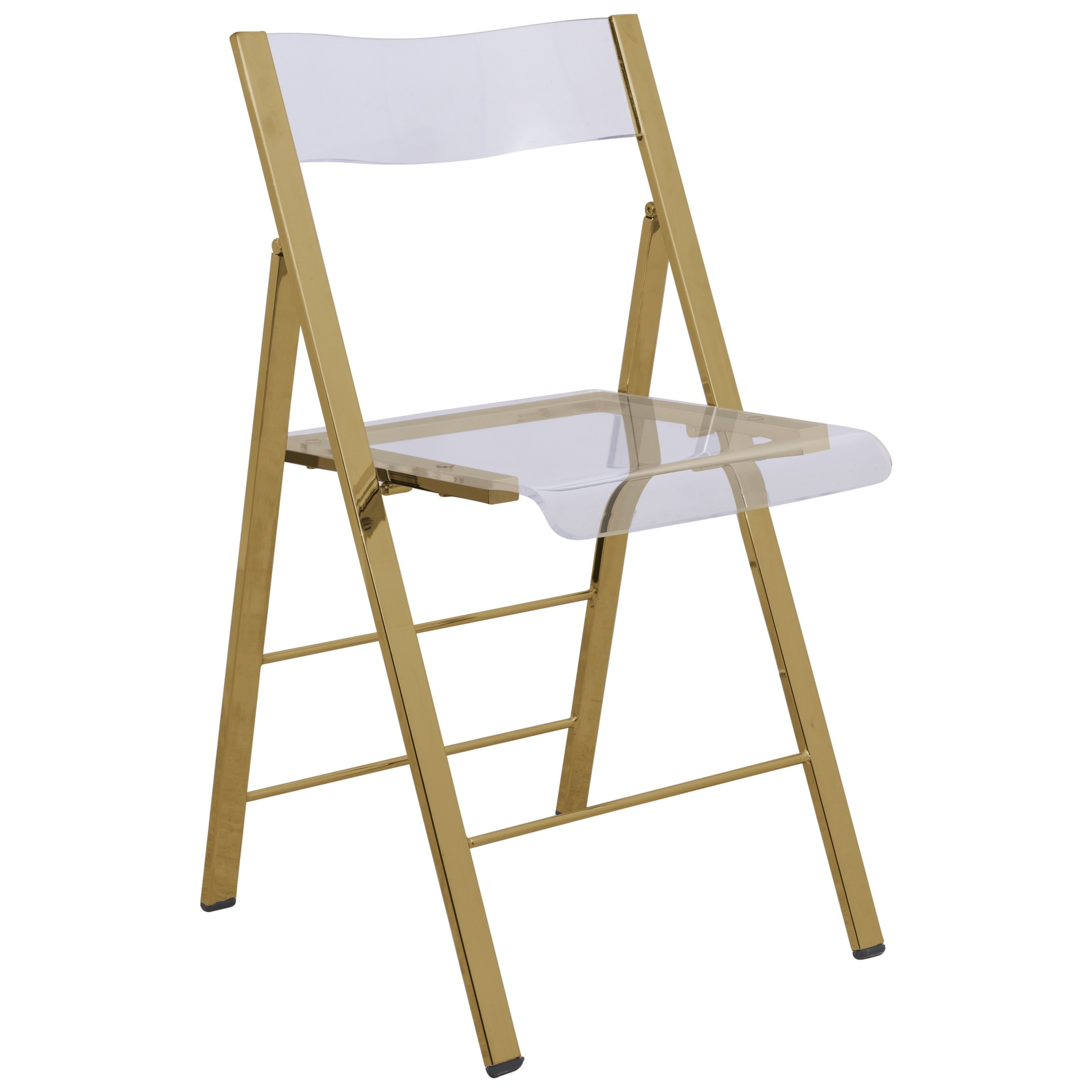 leisuremod menno clear gold chrome frame folding dining chair