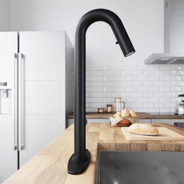 Shop Vigo Oakhurst Matte Black Led Light Kitchen Faucet With Deck