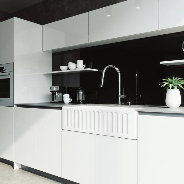Vigo 36 Inch Matte Stone Kitchen Sink Set With Greenwich Faucet Overstock