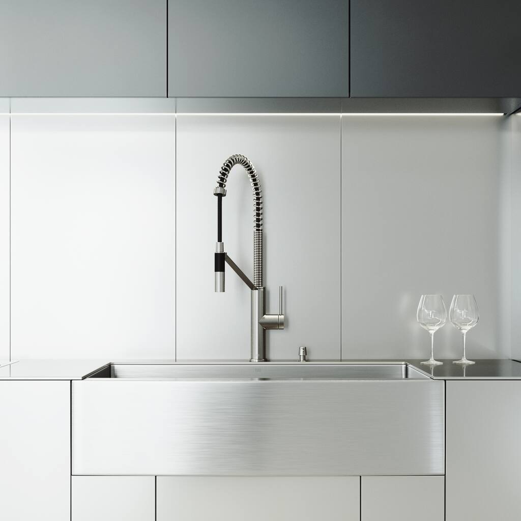 VIGO Stainless Steel Farmhouse Apron Kitchen Sink Set with Faucet