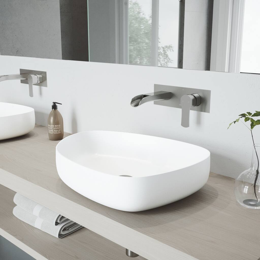 VIGO Peony Vessel Bathroom Sink Set with Cornelius Wall Mount Faucet