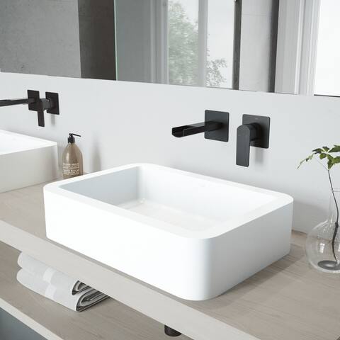 VIGO Petunia Vessel Bathroom Sink Set with Atticus Wall Mount Faucet