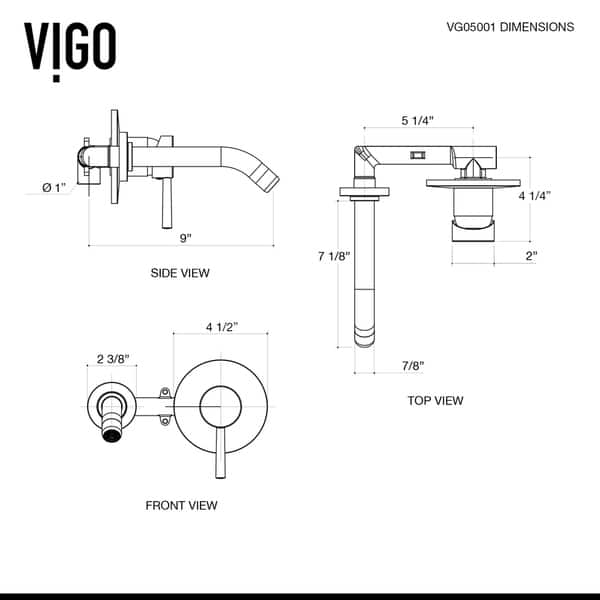 dimension image slide 0 of 2, VIGO Wisteria Matte Stone Bathroom Sink Set and Olus Wall Mount Faucet