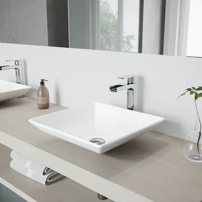 VIGO Hibiscus Matte Stone Vessel Bathroom Sink Set with Amada Faucet