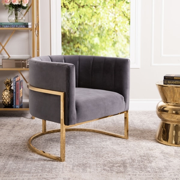 Abbyson Celine Channel Tufting Velvet Accent Chair. Opens flyout.
