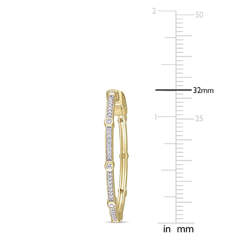 Miadora 10k Yellow Gold 1/3ct TDW Diamond Circular Station Hoop Earrings