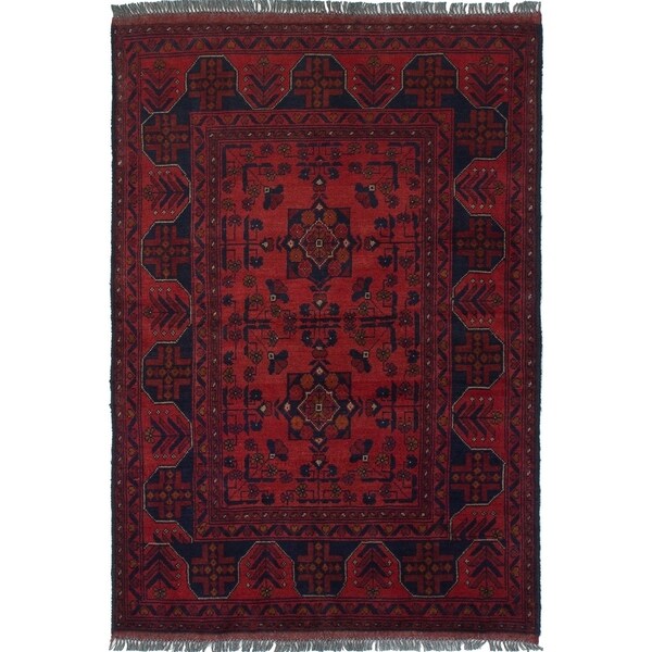 ECARPETGALLERY Hand-knotted Finest Khal Mohammadi Red Wool Rug - 3'4 x 5'0