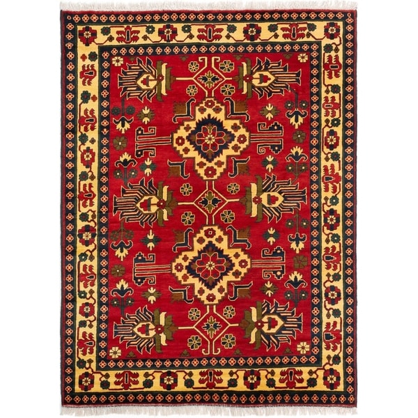 ECARPETGALLERY Hand-knotted Finest Kargahi Red Wool Rug - 5'1 x 6'10