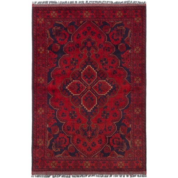 ECARPETGALLERY Hand-knotted Finest Khal Mohammadi Red Wool Rug - 3'3 x 4'10
