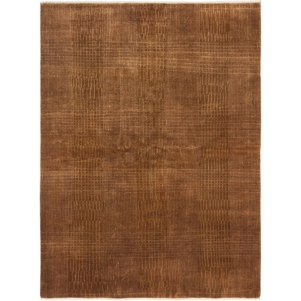 ECARPETGALLERY Hand-knotted Luribaft Gabbeh Riz Brown Wool Rug - 5'8 x 7'8
