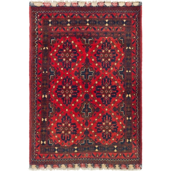 ECARPETGALLERY Hand-knotted Finest Khal Mohammadi Red Wool Rug - 3'3 x 4'10