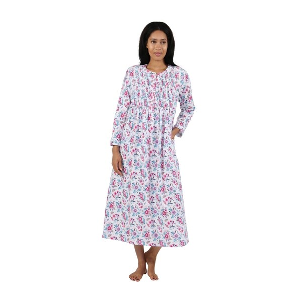 Shop La Cera Wildflower Print Flannel Nightgown - Free Shipping Today - Overstock - 25417045