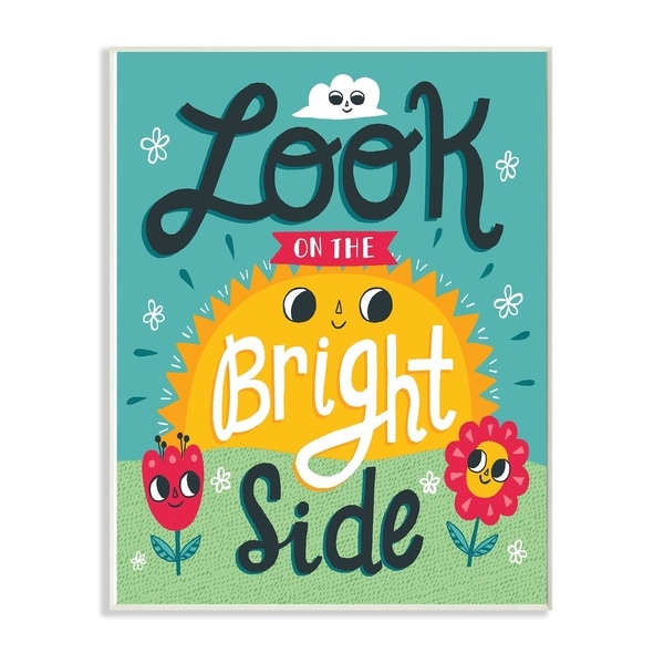 The Kids Room By Stupell Sun and FlowersLook On The Bright Side Wood Wall Art, 10x15, Proudly Made in USA - Multi-color