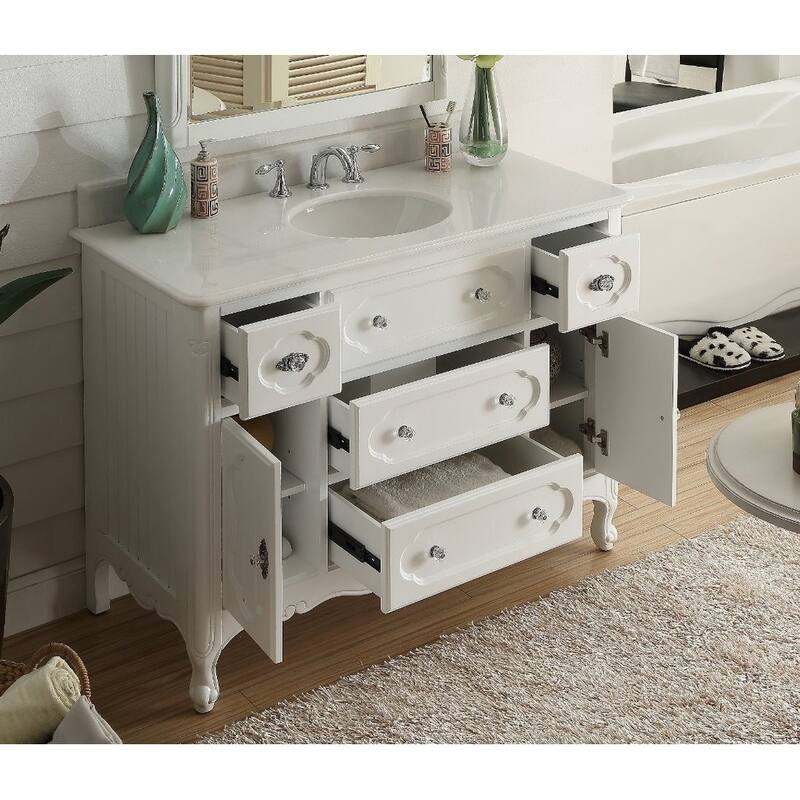 48" Benton Collection Knoxville Shabby Chic White Bathroom Vanity