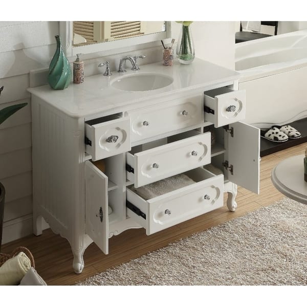 Shop 48 Knoxville Shabby Chic White Bathroom Vanity Overstock