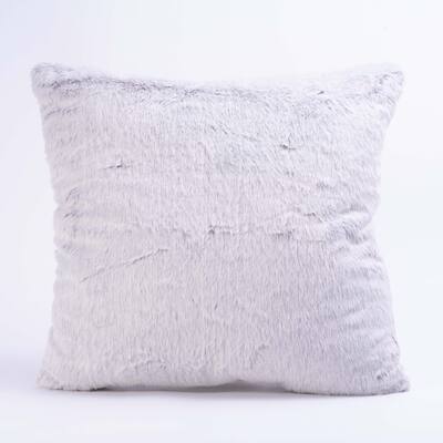 Vellux Light Gray Faux Fur Decorative Pillow