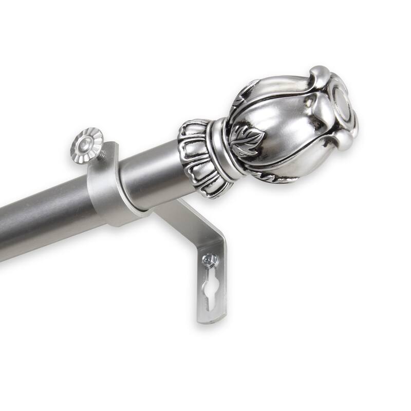 InStyleDesign Majesty 1 inch Diameter Adjustable Curtain Rod - 48 to 84 inches - satin nickel