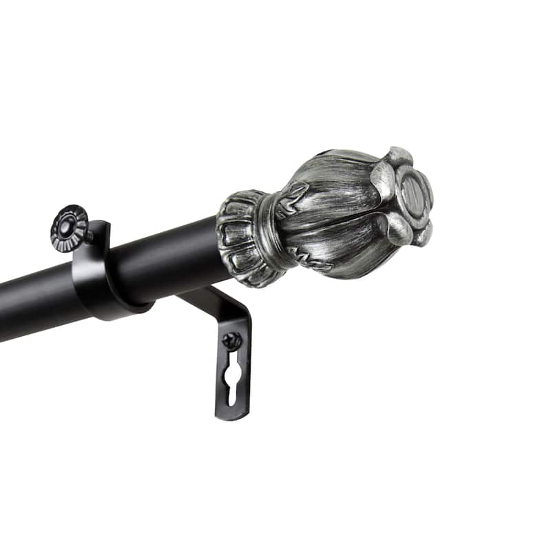 InStyleDesign Majesty 1 inch Diameter Adjustable Curtain Rod - 48 to 84 inches - Black