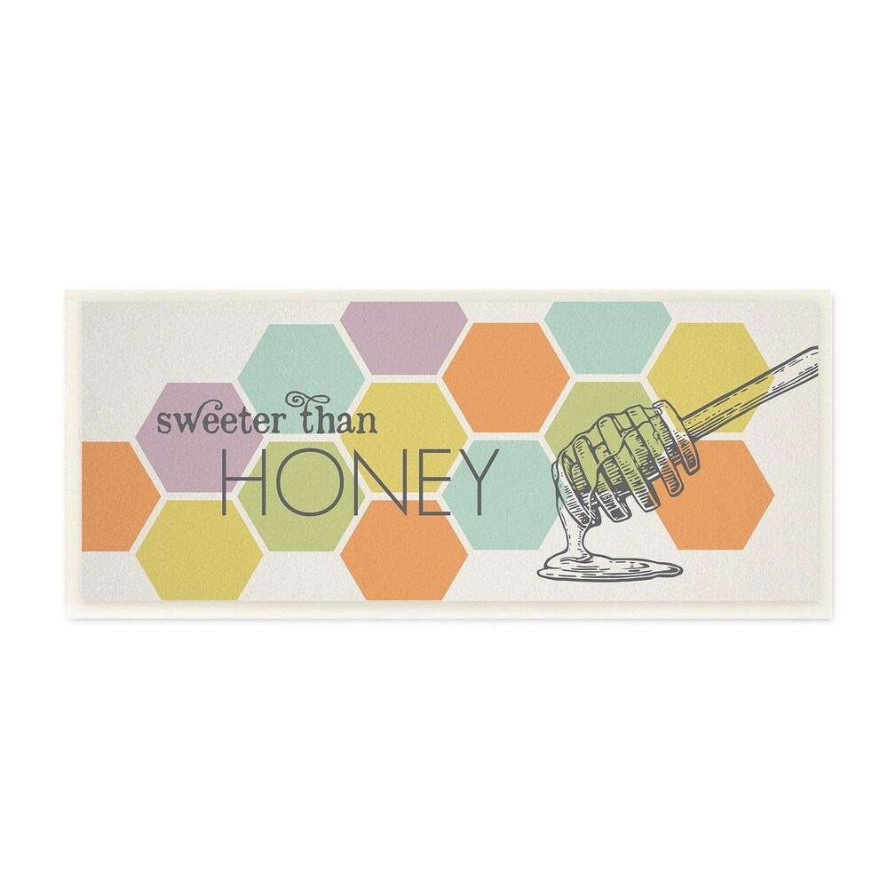 The Stupell Home Decor Collection Sweeter Than Honey Typography Wood Wall Art, 7x17, Proudly Made in USA - Multi-color - 7 x 17