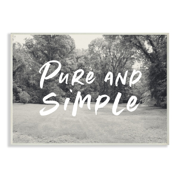 The Stupell Home Decor Collection Pure And Simple Farmhouse Yard Black Typography Wood Wall Art, 10x15, Proudly Made in USA