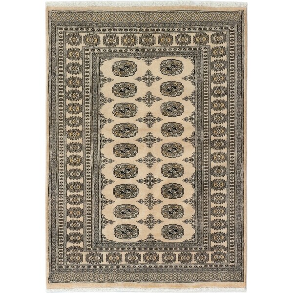 ECARPETGALLERY Hand-knotted Finest Peshawar Bokhara Cream Wool Rug - 4'0 x 5'9