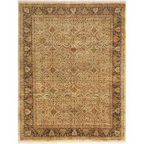 Hand-knotted Jamshidpour Khaki Wool Rug