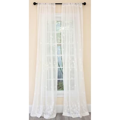 Manor Luxe Blossom Embroidered Sheer Single Curtain Panel