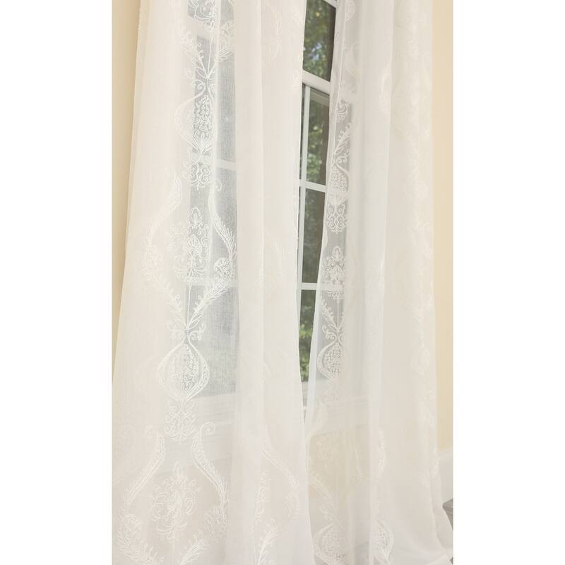 Manor Luxe Ellie Embroidered Sheer Single Curtain Panel