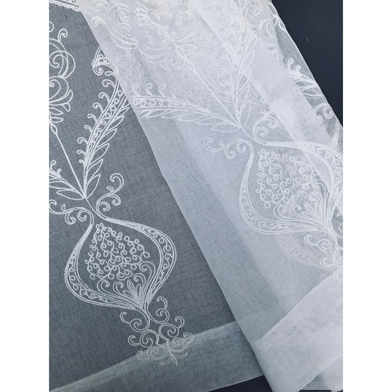 Manor Luxe Ellie Embroidered Sheer Single Curtain Panel