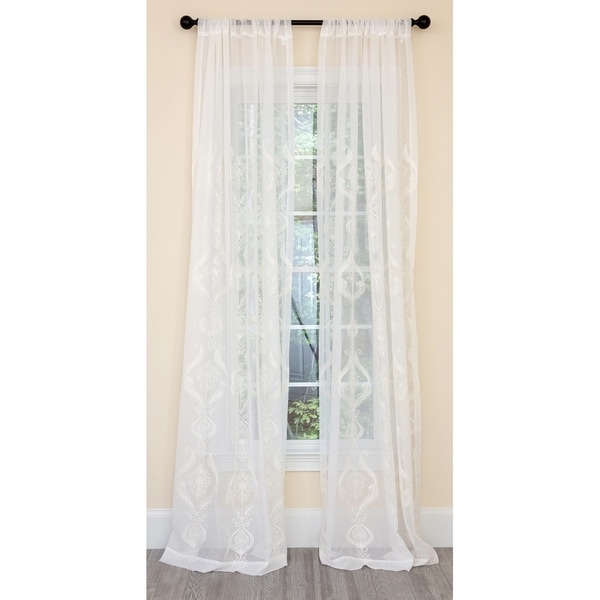 Manor Luxe Ellie Embroidered Sheer Single Curtain Panel