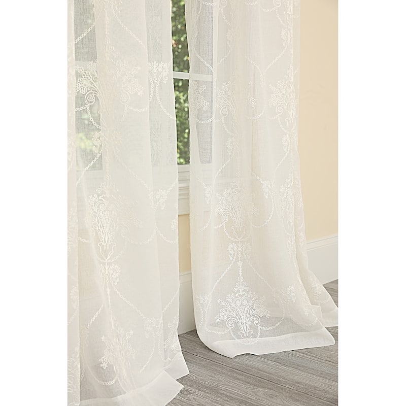 Manor Luxe Lillie Embroidered Sheer Single Curtain Panel