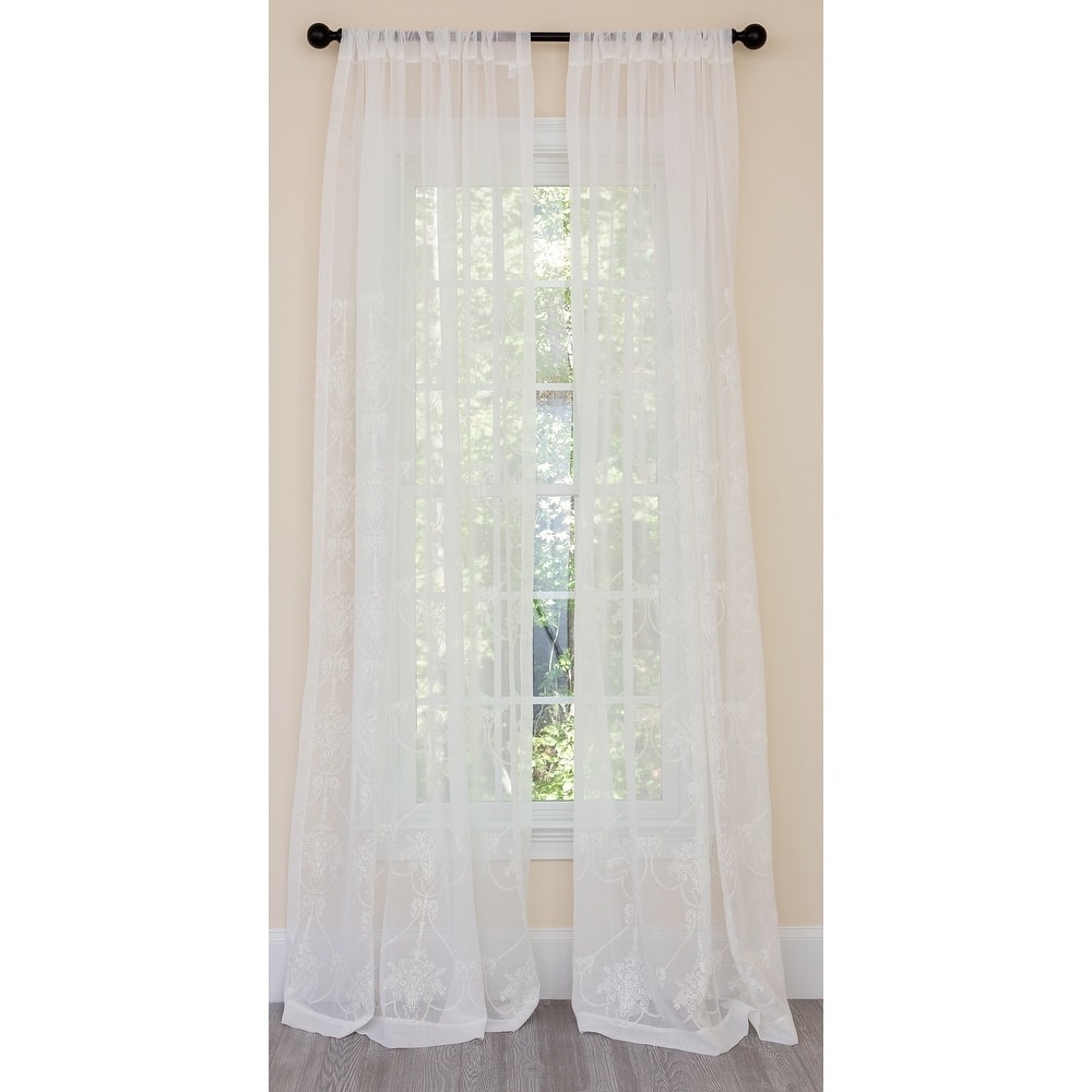 Manor Luxe Lillie Embroidered Sheer Single Curtain Panel