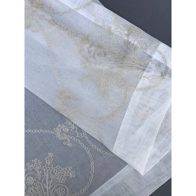 Manor Luxe Lillie Embroidered Sheer Single Curtain Panel