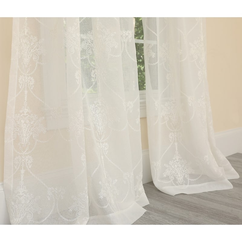Manor Luxe Lillie Embroidered Sheer Single Curtain Panel