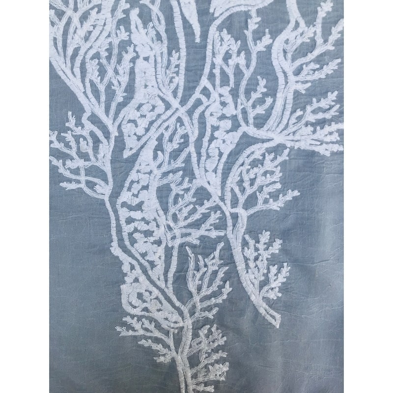 Manor Luxe Vivid Ocean Coral Embroidered Semi Sheer Single Curtain Panel
