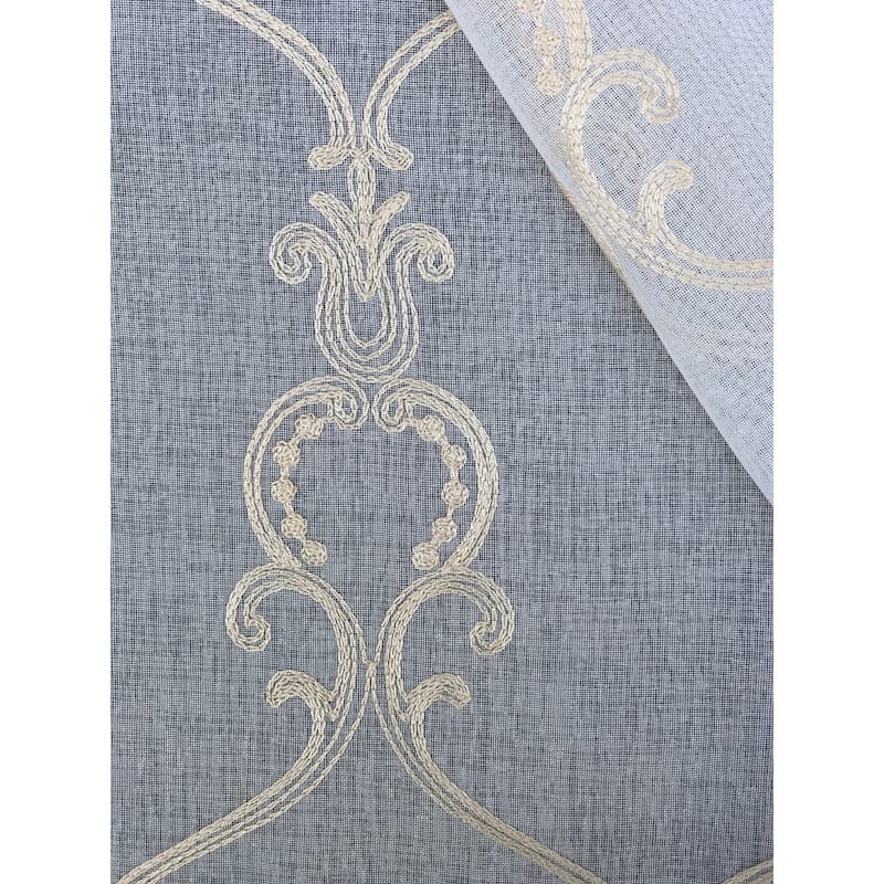 Manor Luxe Mohini Embroidered Sheer Rod Pocket Single Curtain Panel