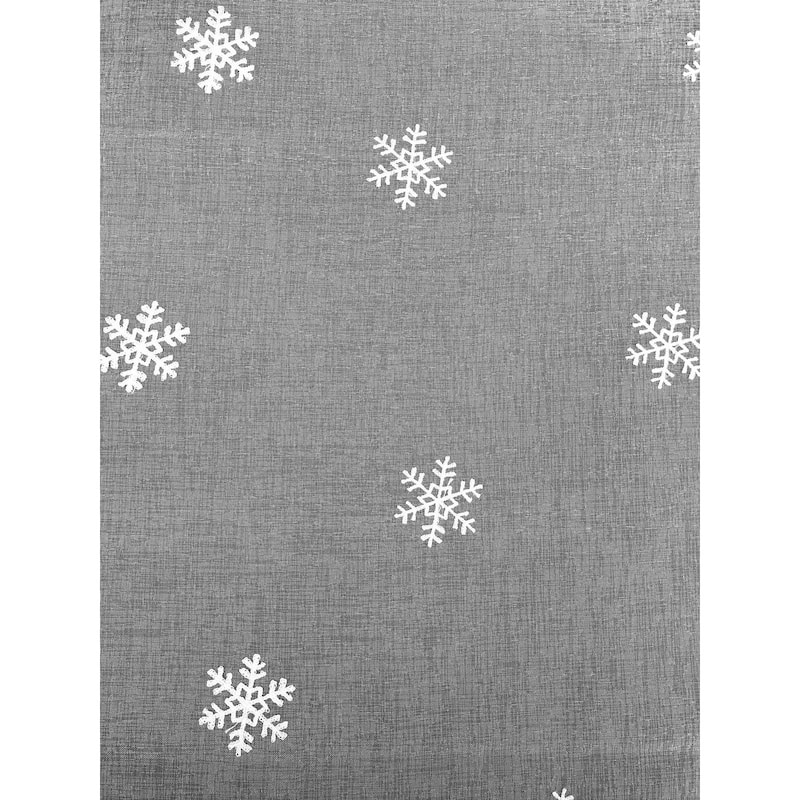 Manor Luxe Falling Snowflake Embroidered Sheer Single Curtain Panel
