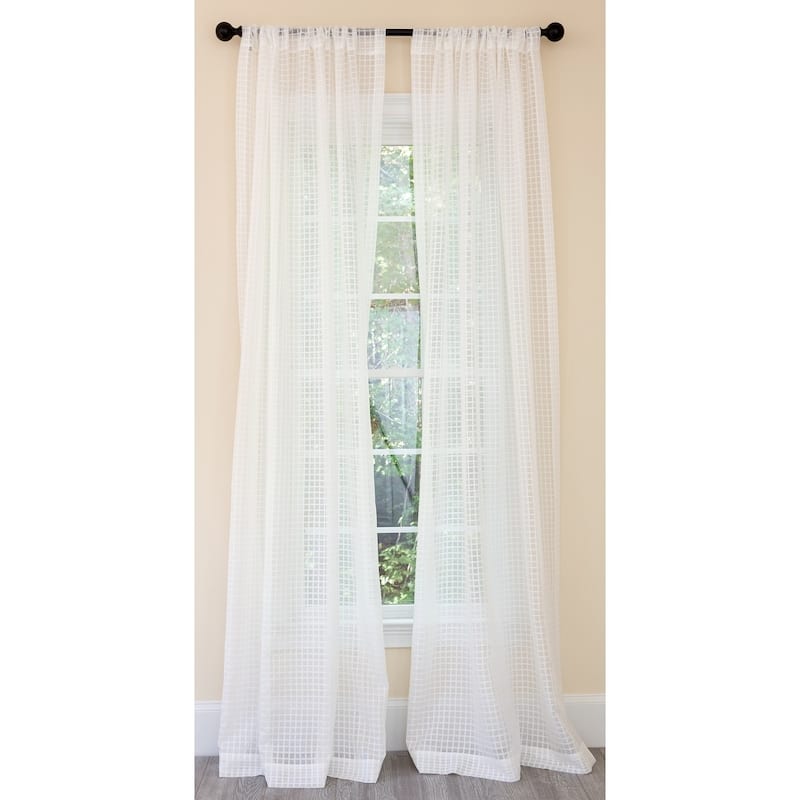 Manor Luxe Bonita Plaid Sheer Rod Pocket Single Curtain Panel