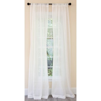 Manor Luxe Bonita Plaid Sheer Rod Pocket Single Curtain Panel