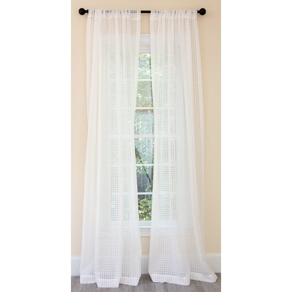 Manor Luxe Bonita Plaid Sheer Rod Pocket Single Curtain Panel